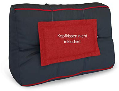 LILENO HOME Palettenkissen Set Anthrazit u. Rot - Rücken- / Seitenkissen 60x40x10/20 cm - Polster für Europaletten - Palettenkissen Outdoor als Sitzkissen für Palettenmöbel