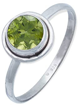 Ring 925 Silber Peridot leuchtend grüner Stein Edelstein echt Silber Damen Sterling Silber Geschenk (MRG-217-59-(48))