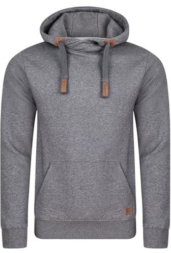 riverso Hoodie Herren Regular Fit RIVNiklas Kapuzenpullover Pullover Cross-Over-Kragen Grau L (L, Grey Melange Standard 2 (BJD))