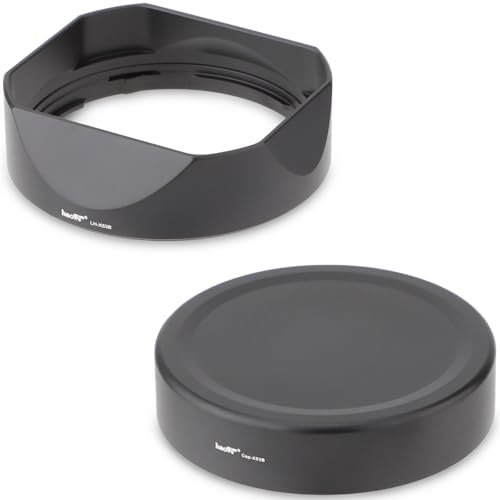 Haoge LH-X53B Paraluce quadrato in metallo per Fujifilm Fuji Fujinon XF 35 mm F1.4 R / XF35mmF1.4 R xf18 mm f2.8 paraluce con kit di tappi in metallo