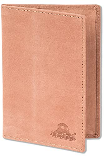 Woodland Lederetui REISEPASS mit RFID/NFC Ausleseschutz der Daten und den IMPFAUSWEIS Büffelleder Hellbraun Vintage