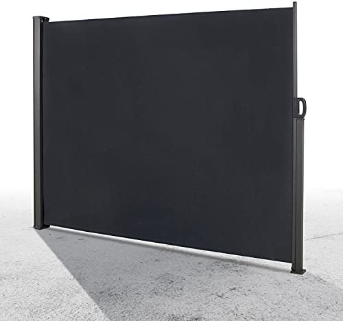 Robuste Seitenmarkise Anthrazit 2-TLG. Windschutz Sichtschutz Sonnenschutz Metall L300 x H160cm