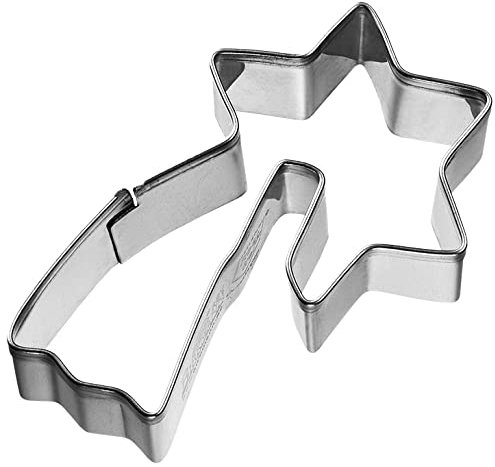 Birkmann, V.I.P. Sternschnuppe, Tassenkeks, Ausstechform zum Ausstechen und Dekorieren von Plätzchen, Marzipan, Fondant, Edelstahl, spülmaschinengeeignet, mit Banderole, Größe:6,5 cm