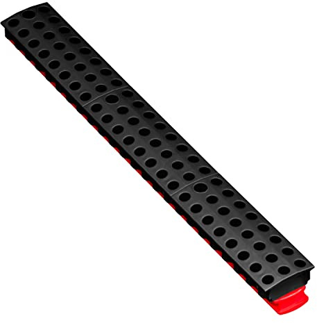 Ernst Manufacturing 72 Tool Magnetic Bit Bar, 1/4 Hex Bit Organizer with Magnetic Base, Screwdriver Bit Tray - Red/Black
