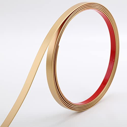 Gold Verzierungsschiene Abzieh- und Klebe, flexibles Spiegelranddesign, Verzierungsschiene für Wand, Decke, Boden, Schrank, Fliesenrand, 5 m x 2 cm