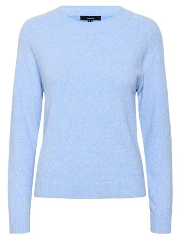 VERO MODA VMDOFFY LS O-Neck Blouse GA Noos Pull en Tricot, Bleu Little Boy-Détails : chiné, L Femme