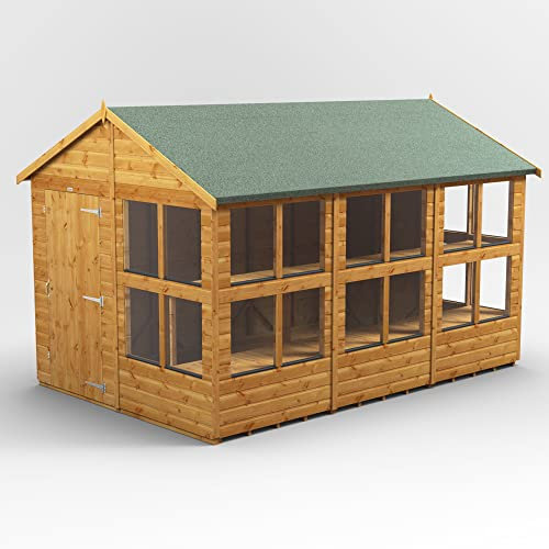 Powersheds High Grade Premium Apex Potting Potting Greenhouse Wooden Shed with Security Features, PVC Window sills, Door & Window Flexibility, made from 12mm Extra Thick Timber & Toughened Glass
