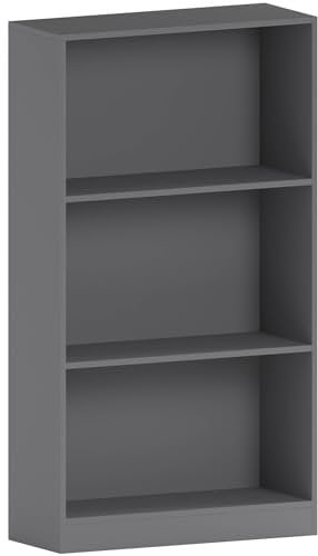 Vida Designs Cambridge Bücherregal mit 3 Etagen, mittelgroß, Holzregal, Aufbewahrungseinheit, Büro, Wohnzimmer, Grau