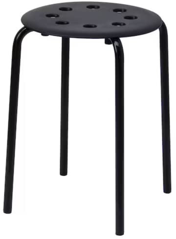 home stuff Marius Metal Stacking Stools, Plastic Round Seat Bar Stool with 8 Breathable Holes, Multi Purpose, Kitchen Breakfast Dining Chair, Bedroom, Bathroom, Children Stool, 43x46 CM (Black)