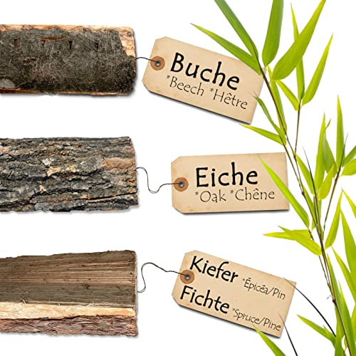BooGardi Brennholz · Buche 1m³ · 10kg / 20kg / 30kg · Eiche · Kiefer/Fichte · ofenfertig/luftgetrocknetes Kaminholz · Holzscheite für Grillofen/Lagerfeuer