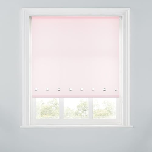 Trimmable Square Eyelet Roller Blind - 2FT - PINK - 60cm(W) x170cm(L) | Polyester Light-Filtering Roller Blind, Trim-To-Size for a Custom Fit, Brackets Inc, Ideal for Bedrooms, Kitchens & Lounges