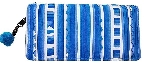 PANASIAM Portemonnaie Akha Tribe | ethno Geldbörse aus Baumwolle | Geldbeutel Purse Wallet | vegan & fair, türkis, 20x10cm