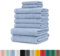BaSaTex - 8er Pack Handtuch Komplett-Set - Frottee-Handtücher mit Aufhängeschlaufe 4X Handtuch, 2X Duschtuch, 2X Gästetuch - Premium Gästetücher Öko-Tex Standard 100 Zertifiziert - Rauchblau