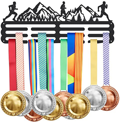 SUPERDANT Laufen Medaillenhalter Marathon Medaillen Aufbewahrung Präsentationsständer Wandhalterung Band Medaillen Halter Dekoration Eisenhaken Geschenke Für Marathonläufer Sportler Kinder