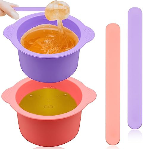 2 Pcs Silicone Wax Warmer Liner with 2 Pcs Wax Sticks, Non-stick Silicone Wax Melt Liner£¨Purple,Pink)