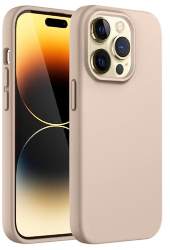 JETech Silikon Hülle für iPhone 14 Pro 6,1 Zoll, Ganzkörper Handyhülle mit Seidig-Weicher Berühren, Stoßfest Schutzhülle mit Mikrofaser-Futter (Gold)