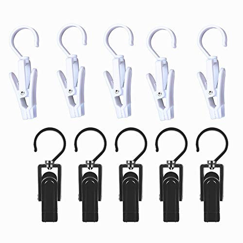 CHBAIY 10Pcs Laundry Hooks Super Strong Plastic Clothes Pins Hooks Clip Family Travel 360 Degree Rotating Clips for Hanging Hanger Clips Clothes Curtains Bath Towels Hats Sheets Coats Laundry Clips.