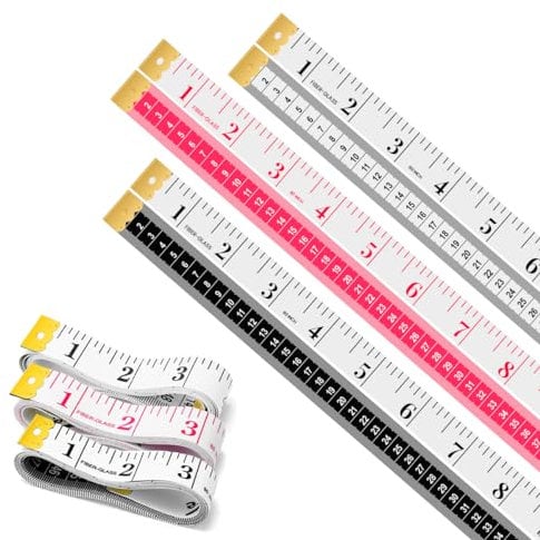 Bedzzatore Measuring Tape 150cm - Dual Scale Body Measuring Tape Ruler for Weight Loss, Tailoring, Flexible Tape Measure with Inches, Centimeters, 3-Pack Multicolor Set, All-Purpose Fabric & Body Tape