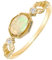 AMDXD 9K 375 Gelbgold Verlobungsring Echte Goldschmuck, Klassiker Freundschaftsringe mit Oval Opal, Au375 Gold Hochzeitsring Zirkonia, Gr.56 (17.8)