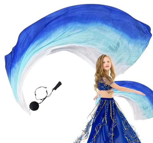 Seidenschleier für Tanz, Seidenschleier, Tanz Poi – Farbige Flaggen aus Seide mit Poi Ball – Band aus Seide, ele , progressive Farben, mit Poi-Kugel, für die Praxis