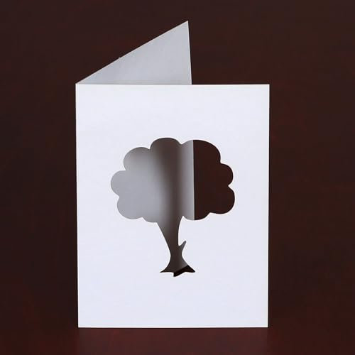 Lot de 25 cartes passe-partout blanches DIN B6 - Motif : arbre à feuilles caduques