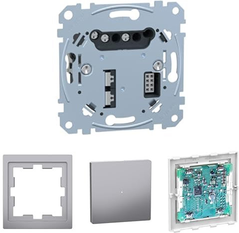 Schneider Electric Merten MEG5171-0000 Universal-Dimmer Unterputz + MEG4010-6536 Rahmen 1-fach + MEG5210-6036 Wippe 1fach Unterputz + MEG5116-6000 Wiser Connected TASTER-MODUL 1-fach, Unterputz