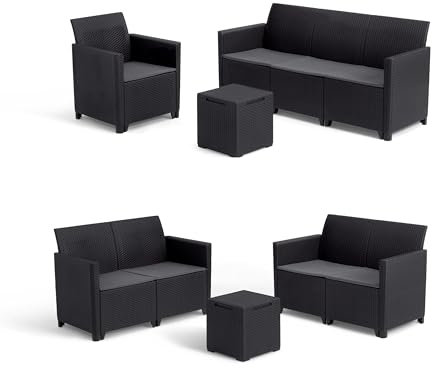 Koll Living Lounge-Set, 4-Sitzer Set - Gartensitzgruppe mit Zwei unterschiedlichen Aufbaumöglichkeiten - höchster Sitzkomfort durch ergonomische Rückenlehnen