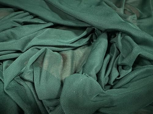 Power mesh net stretch spandex fabric, per metre - plain - bottle green