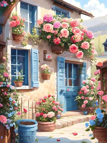 Malen Nach Zahlen Erwachsene Beginner Hut Blumen Paint by Number Artwork Paint by Number Kits Colorful Canvas Oil Painting by Number Home Wall Dekoration Geschenke 80x100cm Frameless G-435