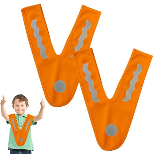 Esteopt Giubbotto di avvertimento per bambini, leggero, a forma di V, per bambini, gilet catarifrangente, Y giallo, colletto riflettente, per bambini, taglia S, per ragazzi e ragazze, Colore:
