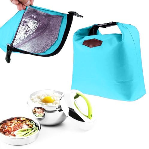 Klein Kühltasche 4L Mini Lunchtasche mit Reißverschluss Kühlbox Tragbare Eistasche Faltbar Thermotasche Wasserdicht Picknicktasche Isoliertasche Thermo Isolier Tasche für Büro Arbeit (Hellblau)