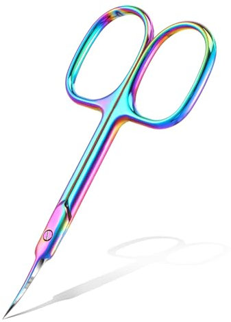 AOZUO Ciseaux à Cuticules Courbés, Ciseaux à Cuticules Ongle Courbés Extra Fins, Ciseaux à Sourcils de Précision, Ciseaux de Manucure, Ciseaux à Ongles Professionnels en Acier Inoxydable(Coloré)
