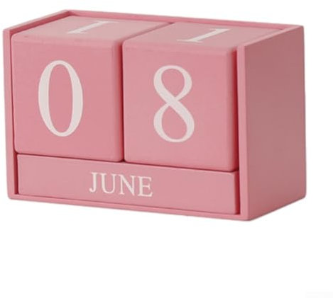 Calendar Block,Wooden Desk Calendar With Month Date Display For Home Office Decoration(for PINK)