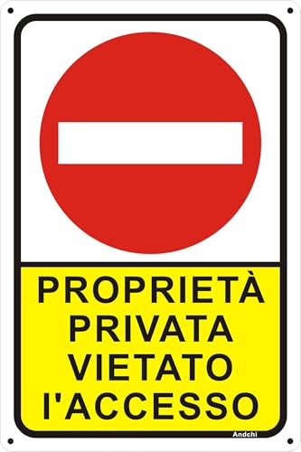 2 pezzi Cartelli di PROPRIETA PRIVATA VIETATO L'ACCESSO sicurezza e promemoria(Rosso+giallo, 20x30)