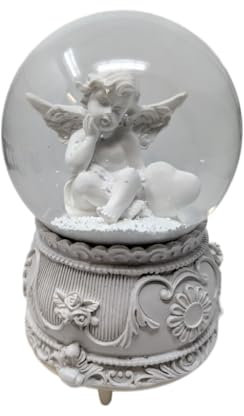 Angelic Schneekugel mit Musik, 100 mm, batteriebetrieben mit aufwendiger Engelfigur, benötigt 3 AAA-Batterien (nicht im Lieferumfang enthalten) (Design B)