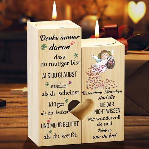 Tulolvae Geschenke für Frauen, Kerzenständer Motivationsgeschenke, Mutmacher Aufmunterung Geschenk für Frau Freundin Mama Schwester Tochter, Gute Besserung Wellness Geschenke