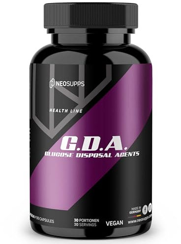 Neosupps G.D.A. Kapseln, 90 Stück, Optimierte Kohlenhydratverwertung, Blutzuckerkontrolle, Muskelaufbau, mit Berberin HCL, Chrom & Schwarzem Pfeffer, Vegan (Geschmacksneutral, 90 Kapseln)