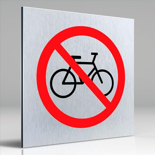 Türschilder24 Aluminium Dibond Schild - Türschild • 120 x 120 x 3 mm • Fahrrad verboten • 100% Made in Germany