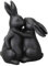 putzige originelle kuschelnde kleine Osterhasen aus Porzellan in schwarz matt als 2-er Figur