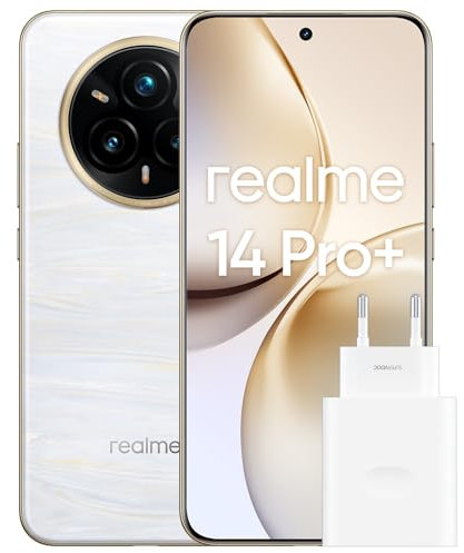 realme Teléfono móvil Android 14 Pro+ 5G 8GB+256GB, Smartphone de 6.83, Cámara OIS de 50MP, Qualcomm Snapdragon 7s Gen 3 5G, Pantalla Curva OLED 4K 120Hz, Batería 6000mAh, Platino (con Adaptador)