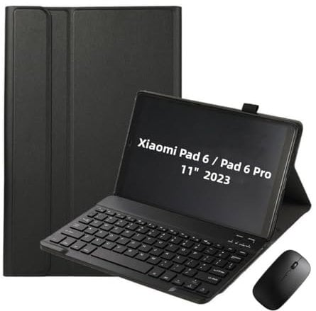 für Xiaomi Pad 6 Generation 11 Zoll (2023)/Xiaomi Pad 6 Pro 11 Zoll (2023) Hülle mit kabellose Bluetooth Deutsche Tastatur (QWERTZ) und Maus, Schutzhülle mit Stifthalter Keyboard case Schwarz