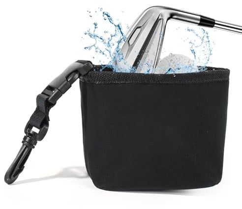 Golf Club and Ball Cleaning Bag, Waterproof Scrub Pouch with Detachable Clip, Portable and Machine Washable Groove & Ball Cleaner, Golf Accessories for Men