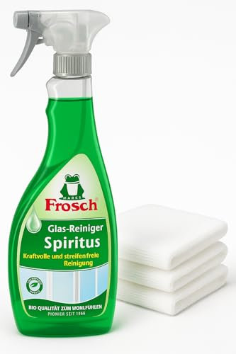 Frosch Spiritus - Limpiador de cristales (500 ml) + 3 paños de microfibra PurLife