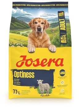 JOSERA Optiness | 3 kg | Trockenfutter für Erwachsene große Hunde | Adult Large | Lamm & Reis | Weizenfreies Premiumfutter für große Rassen | eiweißreduziert | XL-Kroketten gegen Schlingen