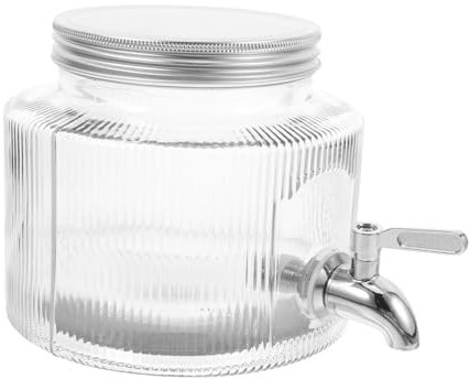 FONDOTIN Dispensador De Bebidas De Vidrio Con Grifo Contenedor De Agua Para Frigorífico Para Jugo Vino Y Té Frío Accesorio Multifuncional Para Fiestas Y Uso Familiar