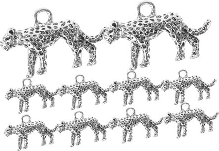 Uonlytech 10 Stück 3d Leopard Anhänger Schmuck Herstellung Reiz Charme Perlen Leoparden-Geparden-Anhänger Zauber zum Basteln Schlüsselanhänger selber machen süße Anhänger Legierung Silber