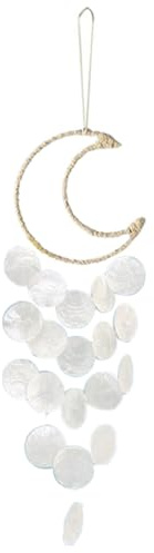 Aniyan Muschel Windspiel Boho Deko Outdoor, Perlmutt Windspiele für Draußen Hängend, Muscheln Deko für Balkon Terrasse Garten, Traumfänger Muschel-Windspiele Weiß