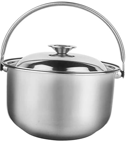 TOBBOMEY Stainless Steel Mixing Pot with Lid and Anti-Scald Handle Multipurpose Cooking Bowl for Soup Egg Beating and Kitchen Use Suitable for Home Hotel and Restaurant