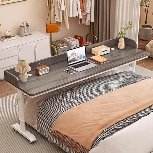 DSEWTEZXI Höhenverstellbar modern Mobile Arbeit Desk auf Rollen, laptoptisch Tisch mit Rollen, Schlafzimmer betttisch mit schallwand, pflegebett beistelltisch, für Zuhause und Krankenhaus.