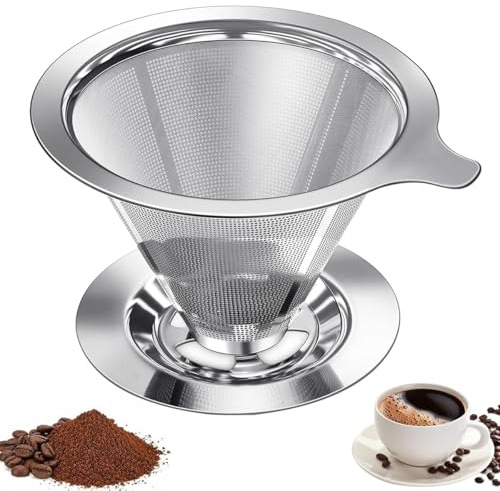 Kaffeefilterhalter, Kaffeefilter Edelstahl, Wiederverwendbar Precision Meshdouble-layer Design Kaffefilter, Einfach zu Reinigen, Perfekt für Papierlose Filterung Kaffeefilter(Zwei Zufallsmodelle)
